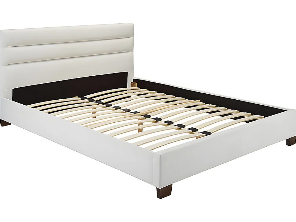 Lit 160 x 200 cm - Simili - Blanc + Matelas - FAUSTIN>Vente-unique Discount