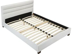 Lit 160 x 200 cm - Simili - Blanc + Matelas - FAUSTIN><noscript><img width=