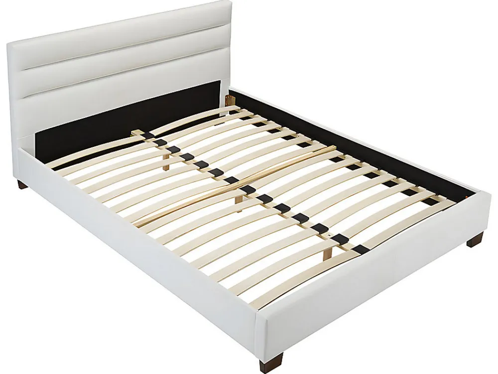 Lit 160 x 200 cm - Simili - Blanc + Matelas - FAUSTIN>Vente-unique Discount