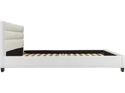 Lit 160 x 200 cm - Simili - Blanc + Matelas - FAUSTIN><noscript><img width=