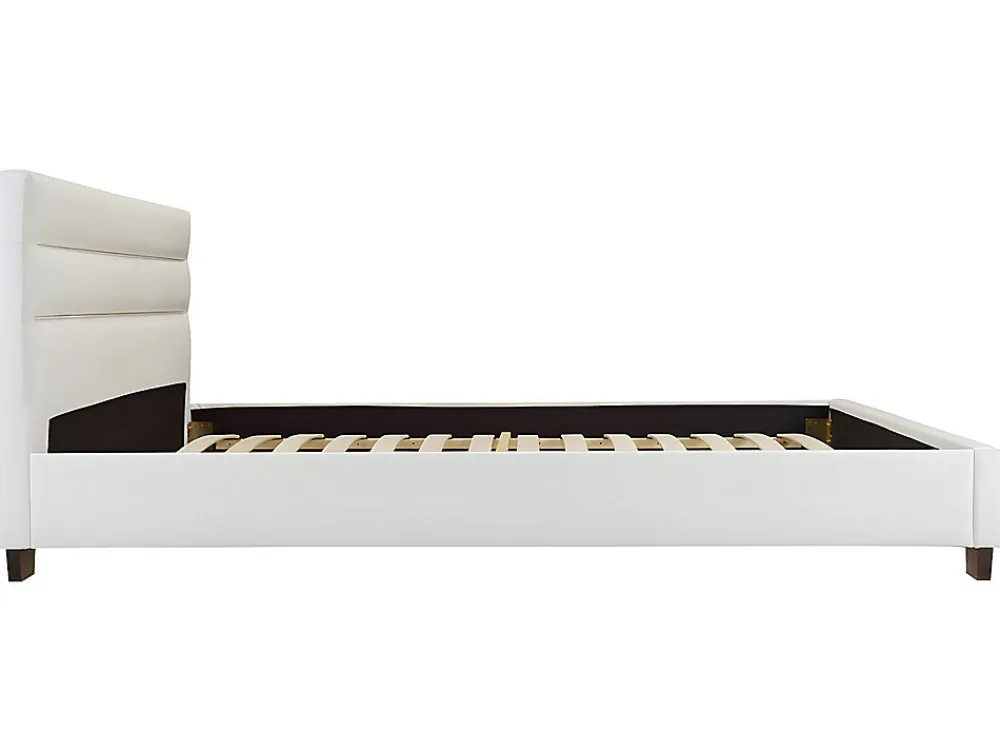 Lit 160 x 200 cm - Simili - Blanc + Matelas - FAUSTIN>Vente-unique Discount