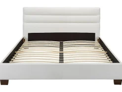 Lit 160 x 200 cm - Simili - Blanc + Matelas - FAUSTIN><noscript><img width=
