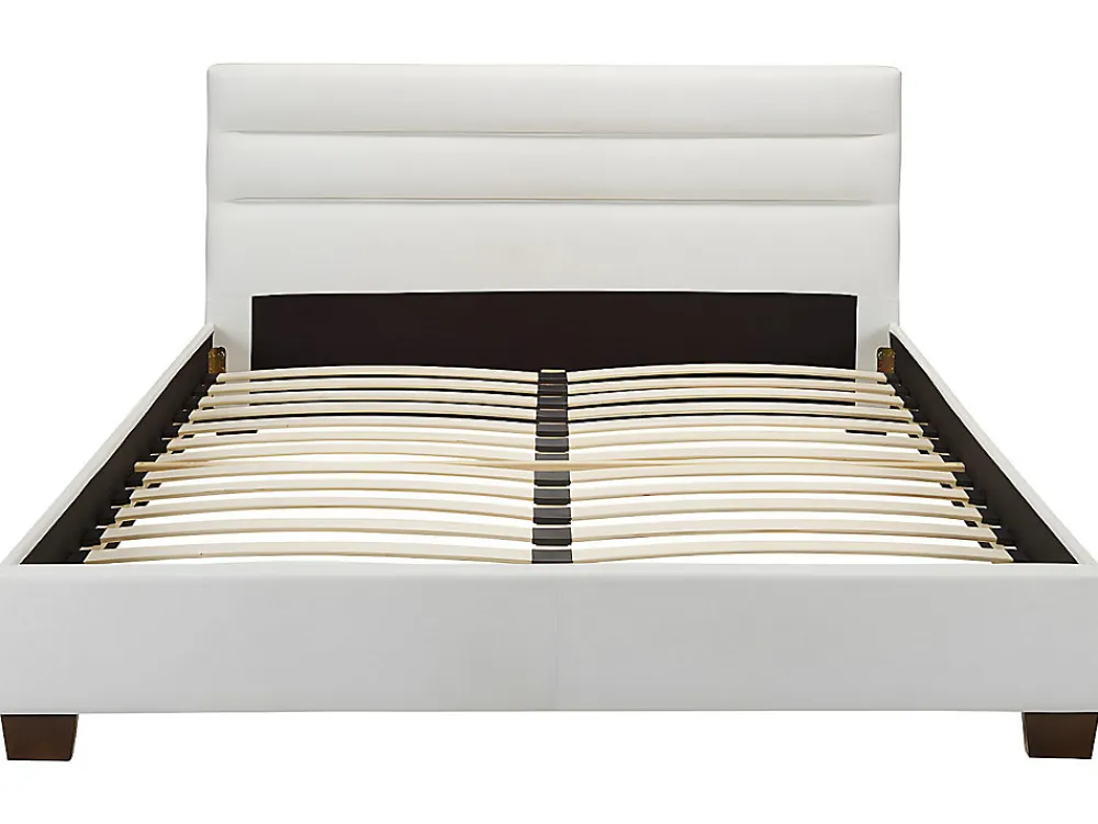 Lit 160 x 200 cm - Simili - Blanc + Matelas - FAUSTIN>Vente-unique Discount