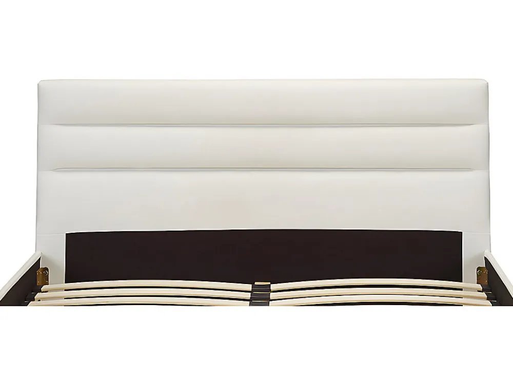 Lit 160 x 200 cm - Simili - Blanc + Matelas - FAUSTIN>Vente-unique Discount