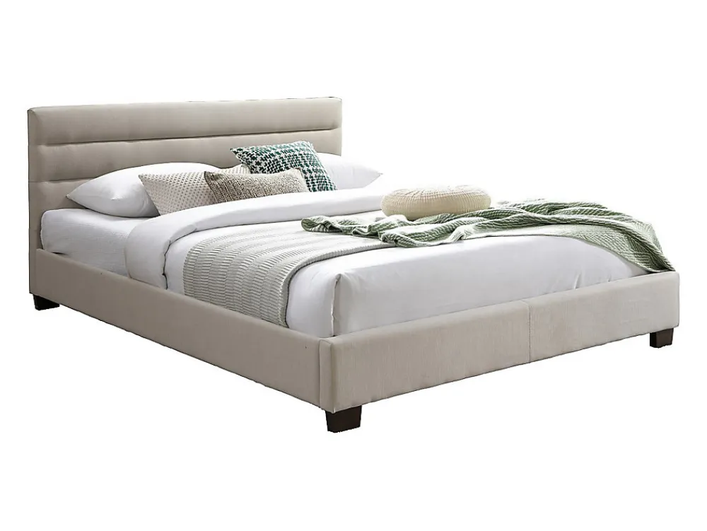 Lit 140 x 190 cm - Tissu - Beige - FAUSTIN>Vente-unique Outlet