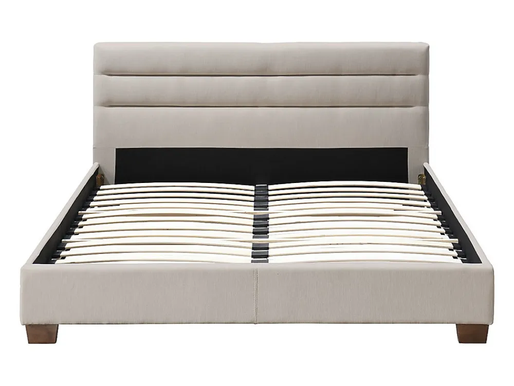 Lit 140 x 190 cm - Tissu - Beige - FAUSTIN>Vente-unique Outlet
