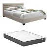 Lit 140 x 190 cm - Tissu - Beige + Matelas - FAUSTIN>Vente-unique Hot