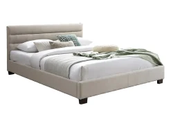 Vente-unique Lit 160 x 200 cm - Tissu - Beige - FAUSTIN* Lit Double