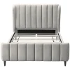 Vente-unique Lit 160 x 200 cm - Tissu avec coutures verticales - Gris clair - CASAGOTI* Lit Double