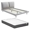 Lit 160 x 200 cm - Velours - Gris + Matelas - IBEDIA>Vente-unique Best