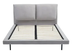 Vente-unique Lit 160 x 200 cm - Velours - Gris - IBEDIA* Lit Double