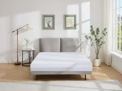 Vente-unique Lit 160 x 200 cm - Velours - Gris - IBEDIA* Lit Double