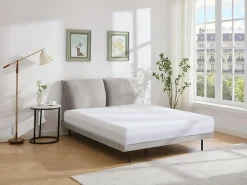 Vente-unique Lit 160 x 200 cm - Velours - Gris - IBEDIA* Lit Double