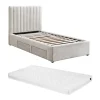 Lit 90 x 190 cm avec 2 tiroirs - Tissu - Beige + Matelas - SARAH>Vente-unique Discount
