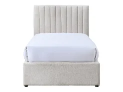 Lit 90 x 190 cm avec 2 tiroirs - Tissu - Beige + Matelas - SARAH><noscript><img width=