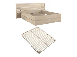 Lit 180 x 200 cm avec 4 tiroirs - Coloris : Naturel + Sommier - TENALIA>Vente-unique Outlet