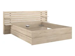 Lit 180 x 200 cm avec 4 tiroirs - Coloris : Naturel + Sommier - TENALIA><noscript><img width=