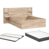 Lit 140 x 190/200 cm avec 4 tiroirs - Coloris : Naturel + Sommier + Matelas - TENALIA II>Vente-unique Best