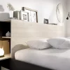 Vente-unique Lit 140 x 190 cm avec rangements - Coloris : Naturel et noir + Sommier - KEROSIA* Lit Avec Rangement