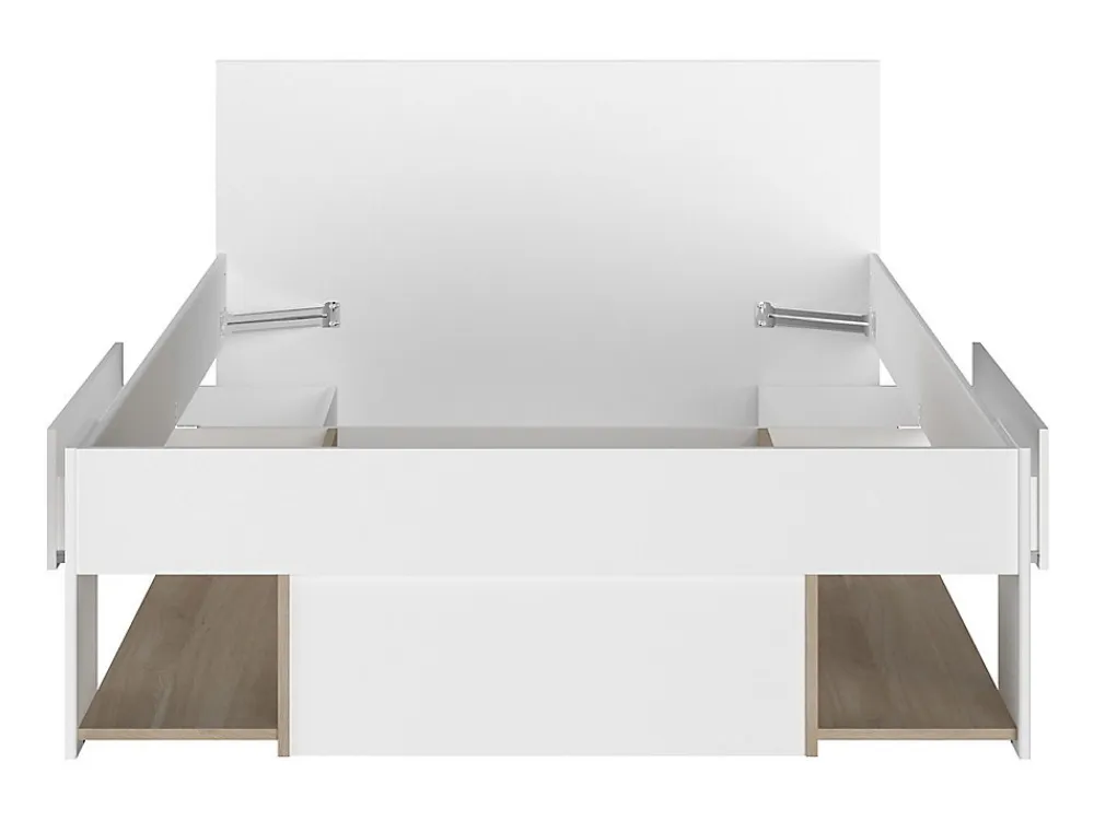 Lit 120 x 190/200 cm avec rangements - Blanc et naturel - KINSELIA>Vente-unique Clearance