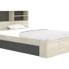 Lit 120 x 190 cm avec rangements - Coloris : Naturel et anthracite - VARDIEL>Vente-unique Outlet