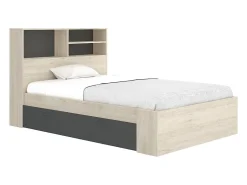 Lit 120 x 190 cm avec rangements - Coloris : Naturel et anthracite - VARDIEL><noscript><img width=