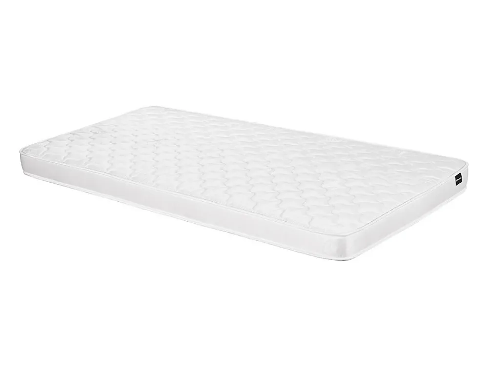 Vente-unique Lit 90 x 190/200 cm avec rangements - Blanc et naturel + Sommier + Matelas - PAULETTE* Lit Avec Rangement