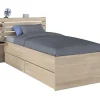 Lit 90 x 190/200 cm avec rangements - Coloris : Naturel - TENALIA>Vente-unique Best