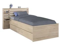 Lit 90 x 190/200 cm avec rangements - Coloris : Naturel - TENALIA>Vente-unique Best