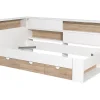 Lit 90 x 190 cm avec rangements - Coloris : Blanc et naturel - TAMADU>Vente-unique Outlet