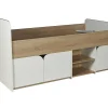 Vente-unique Lit 90 x 190 cm avec rangements - Coloris : Naturel et blanc - LOSTYA* Lit Avec Rangement