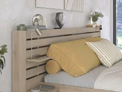 Vente-unique Lit 180 x 200 cm avec rangements - Coloris : Naturel - TENALIA* Lit Avec Rangement