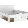 Lit 140 x 190/200 cm avec rangements - Blanc et naturel - KINSELIA>Vente-unique Sale