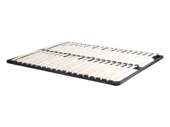 Lit 140 x 190 cm avec rangements - Coloris : Naturel et blanc + Sommier + Matelas - VARDIEL><noscript><img width=