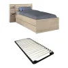 Lit 90 x 190/200 cm avec rangements - Coloris : Naturel + Sommier - TENALIA>Vente-unique Sale