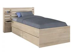 Lit 90 x 190/200 cm avec rangements - Coloris : Naturel + Sommier - TENALIA>Vente-unique Sale