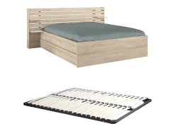 Lit 160 x 200 cm avec rangements - Coloris : Naturel + Sommier - TENALIA II>Vente-unique Hot