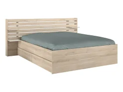 Lit 160 x 200 cm avec rangements - Coloris : Naturel + Sommier - TENALIA II><noscript><img width=