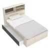 Vente-unique Lit 120 x 190 cm avec rangements - Coloris : Naturel et anthracite + Sommier + Matelas - VARDIEL* Lit Avec Rangement