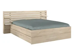 Vente-unique Lit 160 x 200 cm avec rangements - Coloris : Naturel - TENALIA II* Lit Avec Rangement