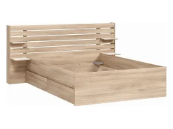 Lit 140 x 190/200 cm avec rangements - Coloris : Naturel + Sommier - TENALIA II>Vente-unique Hot