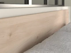 Vente-unique Lit 140 x 190/200 cm avec rangements - Coloris : Naturel et noir + Sommier - KINSELIA* Lit Avec Rangement