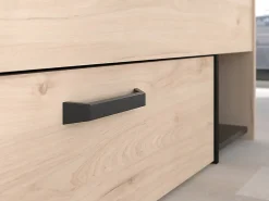 Vente-unique Lit 140 x 190/200 cm avec rangements - Coloris : Naturel et noir + Sommier - KINSELIA* Lit Avec Rangement