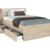 Lit 120 x 190 cm avec rangements - Coloris : Naturel - TENALIA>Vente-unique Outlet