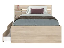 Lit 120 x 190 cm avec rangements - Coloris : Naturel - TENALIA><noscript><img width=