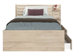 Lit 120 x 190 cm avec rangements - Coloris : Naturel - TENALIA><noscript><img width=