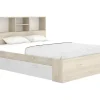 Lit 140 x 190 cm avec rangements - Coloris : Naturel et blanc - VARDIEL>Vente-unique Best