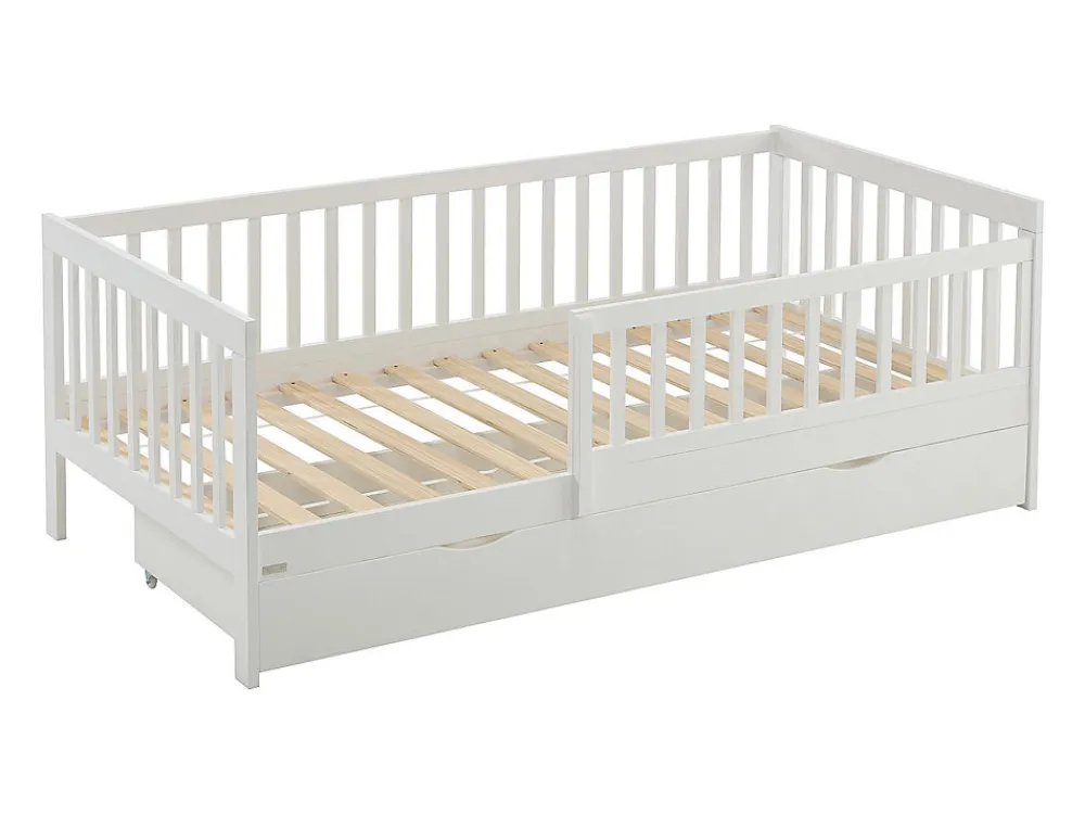 Lit 90 x 190 cm avec tiroir - Pin et MDF - Blanc + Matelas - PROVIATI>Vente-unique Hot