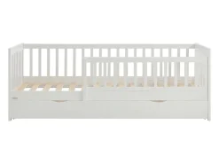 Lit 90 x 190 cm avec tiroir - Pin et MDF - Blanc + Matelas - PROVIATI><noscript><img width=