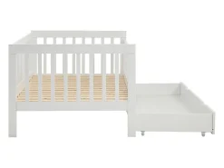 Lit 90 x 190 cm avec tiroir - Pin et MDF - Blanc + Matelas - PROVIATI><noscript><img width=